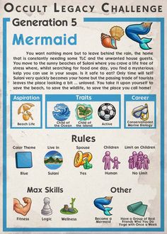 a poster with the words mermaid and other things on it