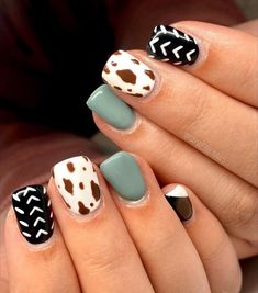 Farm Nails, Fall Western Nails, Cut Nails, Western Nails, Country Nails, Cow Nails