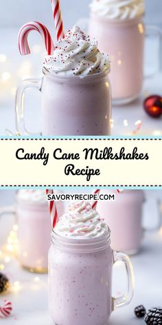 candy cane milkshakes recipe in mason jars