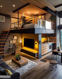 a living room filled with furniture and a flat screen tv on top of a wooden floor