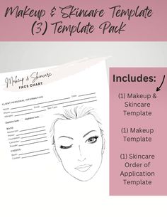 Makeup Artist Face Chart, Makeup Artist Form, Freelance Makeup Form, Makeup Consultation Face Chart, Makeup Consent Form, CANVA TEMPLATE This includes 3 sheets: (1) makeup sheet, (1) skincare sheet and (1) combo  Professionally designed Makeup Aritist Face Chart. It is completely customizable. Text, font, and colors are all fully editable to give you complete control of your branding and create a cohesive look for your business. This is an Instant digital download ✨CANVA✨ You can fully customize Skincare Chart, Face Chart Makeup, Makeup Consultation, Cosmetology License, Consent Forms, Face Chart, Sign Dates, Picture Logo, Cosmetology