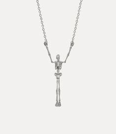 Skeleton Long Necklace in Palladium-Black | Vivienne Westwood® Vivienne Westwood Skeleton Necklace, Vivienne Westwood Bat Necklace, Vivian Westwood Skull Necklace, Skeleton Silhouette, Vivienne Westwood Ariella Necklace, Skeleton Necklace, Punk Aesthetic, Vivienne Westwood, Chain Lengths