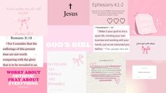 pink and white collage with the words god's girl