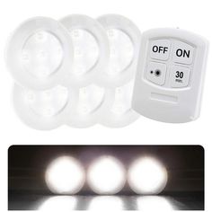 the light is on and five lights are off in front of it with white buttons