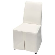 a white chair that is sitting up against a white background with the seat folded down