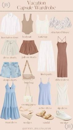 Women From Spain, Summer Basics 2024, Honeymoon Capsule Wardrobe, 10 Day Vacation Outfits, Honduras Outfit Ideas, Outfits For Portugal Spring, Susannah Fisher Outfits, Quiet Luxury Beach Outfit, Vacation Outfits Women 30s