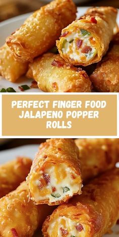 the perfect finger food for jalapeno poppers is made with egg rolls and cheese