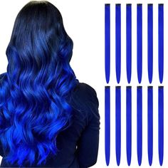 PRICES MAY VARY. BUMMSEVEN Blue Hair Extensions - Add a pop of color to your hair with these vibrant blue hair extensions by BUMMSEVEN 12 Pieces Per Pack - Each pack includes 12 individual hair pieces and clips, giving you plenty of options to create your desired style 100% Heat-Resistant Synthetic Fiber - Made from high-quality heat-resistant synthetic fiber, these extensions can withstand heat styling up to 320℉/130℃ and can be curled to suit your unique look Lightweight and Easy to Wear - The Blue Hair Extensions, Electric Blue Hair, Hair Extensions Clip, Extensions Clip In, Colored Hair Extensions, Halloween Costume Party, Heat Styling, Costume Parties, Hair Color Blue