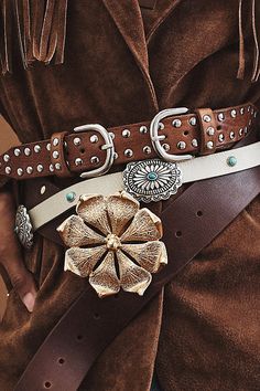 Leather Metal studs Buckle styling Imported | Z&L Rodeo Studded Waist or Hip Belt by Z & L in Brown, Women's, Size: Small/Medium, Leather/Metal at Anthropologie Western Belts For Women, Witch Autumn, Hip Belt, Designer Belts, Cold Weather Fashion, Western Belts, Western Outfits, Clothing Dresses, Cowgirl Boots