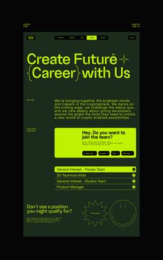 an advertisement for a company that uses technology to create the future career with us, which is