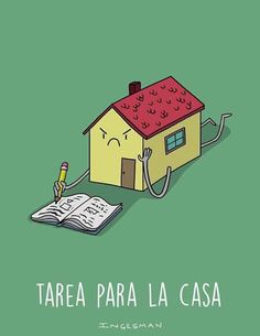 a house with a book and pen in front of it that says tarara para la casa