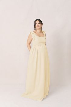 Model: Barbara; Size: 14; Color: Pale Yellow Light Yellow Maternity Dress, Cream Yellow Bridesmaid Dresses, Yellow Maternity Dress Photoshoot, Yellow Maternity Dress, Maternity Bridesmaid Dress, Yellow Bridesmaid, Wedding Parties Colors, Summer Bridesmaid Dresses, Maternity Bridesmaid Dresses