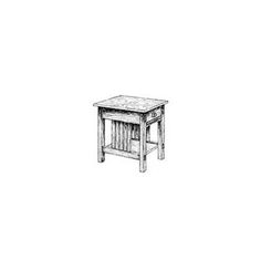 a drawing of a small wooden table on a white background