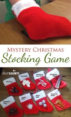 Stocking Decorations Diy, Stockings Diy, School Christmas Party, Xmas Games, Stocking Ideas, Christmas Mystery, Halloween Mystery