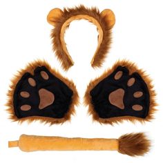 an animal paw hat and tail with a stick