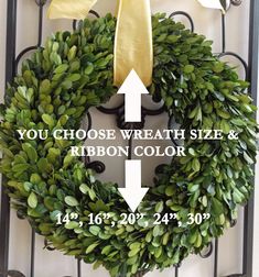 a wreath with the words you choose wreath size and ribbon color