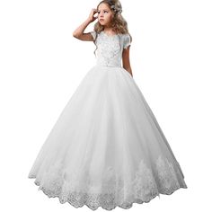 New Arrival Flower Girl Dress,Ball Gowns For Girls,Princess Dresses For Girls Cap Sleeves,Buttons At Back This Beautiful White Girl Dress Is Perfect For A Flower Girl Dress,First Communion Dress,Pageant Dress,Birthday Party Dress,Holiday,Formal Dresses For Girls Or Any Other Special Occasions If You Need This Dress To Be More Puffy, Please Prepare A Crinoline Or Petticoat For Your Child. Comunion Dress, Beaded Flower Girl Dress, Vintage Flower Girls, Flower Girl Dresses Vintage, Girls Ball Gown, Pageant Gown, Cheap Flower Girl Dresses, Girls Dresses Online, Girls White Dress