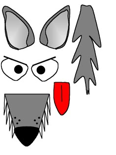 an animal mask with two ears, nose and mouth cut out to look like a wolf