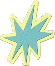 a blue and yellow star shaped object on a white background