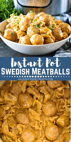 instant pot swedish meatballs in a white bowl