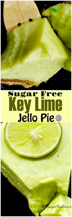 there is a slice of key lime jello pie on the plate