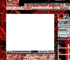 a computer screen with red and black designs on it