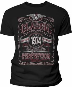 a black t - shirt with the words classic 1974 and an eagle on it