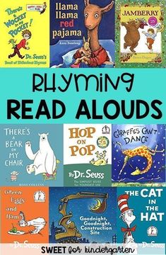 the book cover for rhyming read alouds with pictures of different children's books