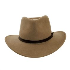 Embrace the allure of adventure with the Pathfinder Outback Hat. Crafted from luxurious wool felt, this hat features an adjustable velcro strap for a perfect fit and a teardrop crown for a touch of sophistication. Perfect for any outdoor excursion, this hat is ready for whatever paths you may wander. Rugged Brown Hat For Travel, Rugged Brown Travel Hat, Outdoor Safari Fedora With Curved Brim, Country Style Felt Hat For Outdoor Fall Use, Brimmed Hat Bands For Winter Outdoor Activities, Brown Six-panel Hat For Outdoor Activities, Country Style Wool Hat For Outdoor, Western Style Hats For Outdoor Fall, Rugged Hunting Hat With Curved Brim