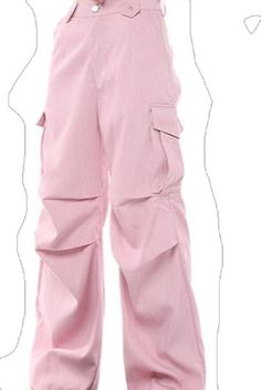 Pink Straight Leg Cargo Pants For Streetwear, Pink Baggy Pants For Streetwear, Pink Streetwear Cargo Pants With Pockets, Pink Streetwear Bottoms With Cargo Pockets, Pink Cargo Pants For Streetwear With Pockets, Pink Cargo Bottoms For Streetwear, Pink Wide Leg Parachute Pants For Streetwear, Pink Parachute Pants With Pockets For Streetwear, Pink Straight Leg Cargo Pants With Side Pockets