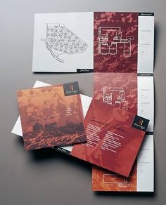 four different types of brochures on top of each other in various shapes and sizes