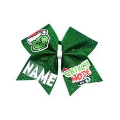 These bows are made with sublimation so all images will have white glitter outline.  Full bow color in plain ribbon or full glitter color.  Full Bow Plain ribbon color options: White Red Black Green Full Bow Heat transfer Glitter Colors: Grass White Black Red Grinch Bows Hair, Christmas Cheer Bows, Merry Grinchmas, Red Black Green, Dog Sketch, Glitter Colors, Handmade Hair Bows, Cheer Bow, Color Full