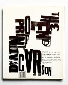 a book with black and white typograms on it's front cover