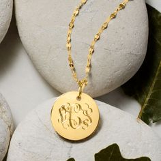 Ross-Simons - Single-Initial - Italian 14kt Yellow Gold Personalized Disc Necklace. 18". Make it personal! Shining in polished 14kt yellow gold, this stylish disc pendant necklace can be personalized with a single initial in script (shown) or block type. FREE engraving. Suspends from a Lumachina chain with a 2" extender. Made in Italy. Springring clasp, 14kt yellow gold disc pendant necklace. Monogram Pendant, Gold Disc, Disc Pendant, Disc Necklace, Gold Pendant Necklace, Gold Pendant, Initials, Monogram, Yellow Gold