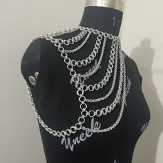 Chainmaille Unisex One Side Shoulder Jewelry, Silver Harness, Shoulder Pauldrons, Festival  Ren faire Outfit, Chainmail Shoulder Armor Gift  Our creations are not just accessories, they are wearable art designed to make you stand out. 💝🥰 Each of my designs will beautify your time, you can use them in festivals, concerts, night clubs, organizations. It is not heavy, does not disturb the body. It is not allergen. please choose your size . If you are not sure about your body measurements, please Chainmail Epaulettes, Silver Beaded Chain Body Jewelry For Festivals, Silver Beaded Chain Body Jewelry, Silver Metal Body Jewelry With Beaded Chain, Silver Beaded Chain Body Chain For Festival, Silver Body Chain With Chain Strap As Gift, Silver Chain Link Body Chain, Silver Metal Chain Link Body Chain, Faire Outfit