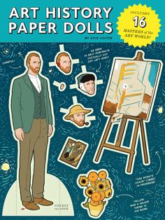 the art history paper dolls book with an image of a man standing next to a easel