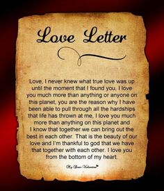 an old paper with the words love letter written on it