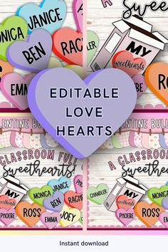 editable love hearts for valentine's day with the wording above them and below it