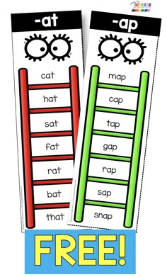 two printable bookmarks with words and pictures on them