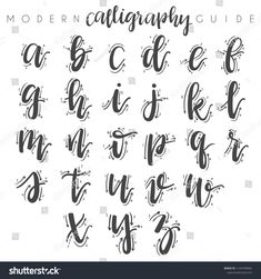 modern calligraphy font and numbers set in cursive style with handwritten letters