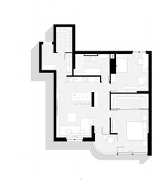 the floor plan for an apartment with two bedroom, one bathroom and another living room