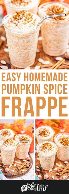 This image contains: Three pumpkin spice frappes in clear cups with metal straws and pumpkin spice topping Pumpkin Frappe Recipe, Pumpkin Spice Frappe, Pumpkin Frappe, Frappe Recipe, Up Pumpkin, Homemade Pumpkin Spice, After School Snack, Drink Recipes Nonalcoholic, Starbucks Drinks Recipes