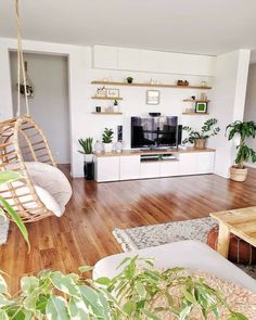 a living room filled with furniture and plants