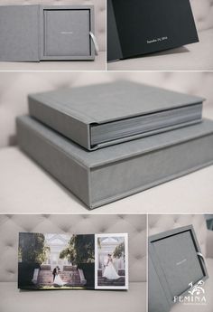 the wedding album is open and ready to be used as a guest book or photo album