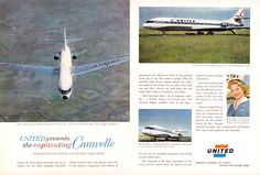 an advertisement for the united people's c caravelle jet airliner