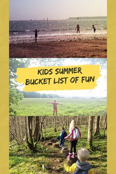 kids having fun outdoors. Text overlay reads "kids summer bucket list of fun"" Summer Adventures For Kids, Summer Bucketlist With Kids, Summer Bucket List 2024 Ideas Kids, Summer Bucket List Activity For Kids, Kids Summer Bucket List, Summer Fun List, Summer Bucket, Family Outing, Summer Bucket Lists