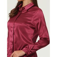 Keep your look professional and stylish in this satin shirt from Hobemty. This satin shirt can be a perfect addition to almost any outfit from formal to daily wear, great for work, meetings, office, work, casual, daily dressing, etc. Pair it with pencil skirts or suit pants for an elegant office look. Comfortable and versatile, this satin shirt can be perfect on its own or as a layer under a blazer. Sleek Satin Finish Blouse For Formal Occasions, Sleek Satin Finish Blouse For Work, Semi-formal Fall Satin Shirt, Elegant Solid Color Party Shirt, Sleek Satin Shirt For Party, Satin Shirt For Office, Fall Semi-formal Satin Shirt, Sleek Button-up Shirt For Party, Collared Satin Shirt For Office