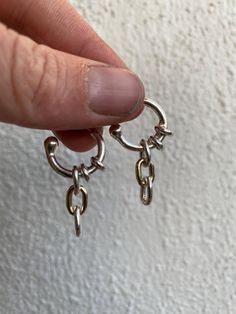 Mixed metal sterling silver and bronze hoop stud earrings with chain Earrings With Chain, Mixed Metal Earrings, Tucson Az, Mixed Metals, Chain Earrings, Tucson, Jewelry Earrings Studs, Sterling Silber, Jewelry Earrings