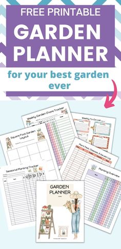 the garden planner for your best garden ever is shown with text overlaying it