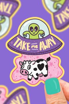 Take me away, extraterrestrial UFO alien sticker, funny abduction decal for water bottle sticker art Packaging Aesthetic, Aesthetic Packaging, Sticker Inspiration, Stickers Cool, Sticker Design Inspiration, Aesthetic Sticker, Cute Alien, Outdoor Stickers, Sticker Ideas